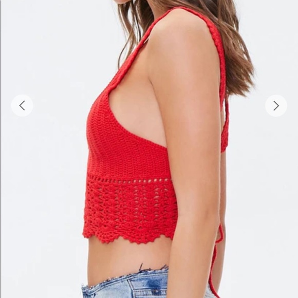 Forever21 Crochet Lace-Up Crop Top - Picture 4 of 7